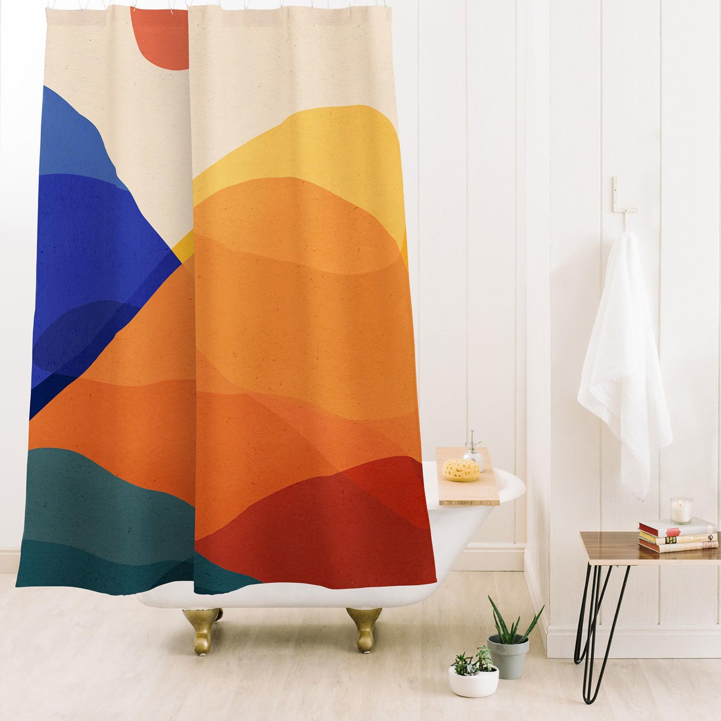 Society6 Shower Curtain - Bathroom Decor by Modern Tropical - Extra Long Fabric Shower Curtains for Bathroom, 71" x 74", Meditative Mountains