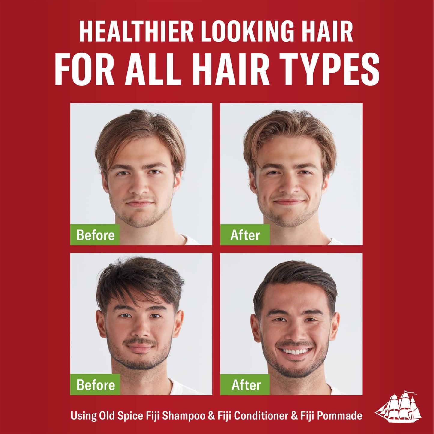 Old Spice Fiji Pomade for Men, Loose Hold, Low Shine, Men's Hair Styling, 2.22 Oz Each, Twin Pack