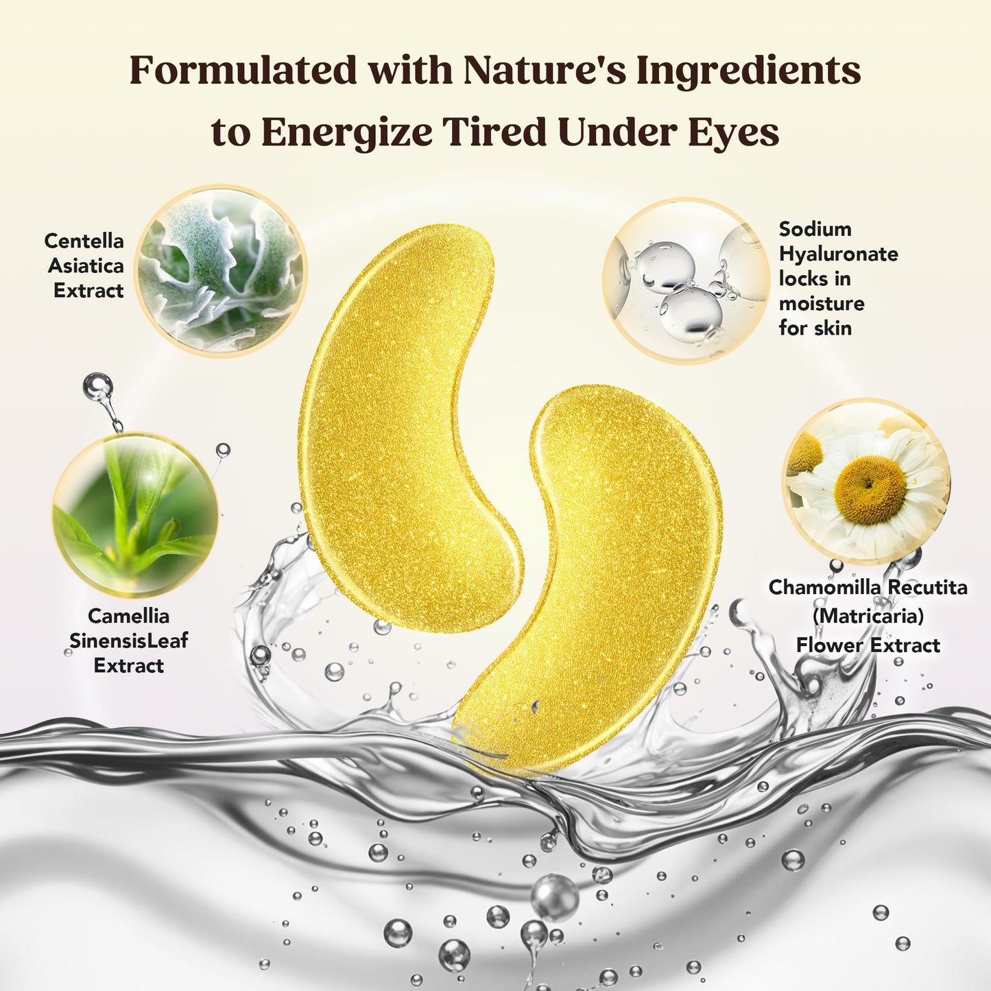 DERMORA Golden Glow Under Eye Patches - 50 Pairs Individually Packed, Hydrating Soft Gel Eye Masks for Puffiness, Wrinkles, Dark Circles & Fine Lines Beauty and Personal Care DERMORA