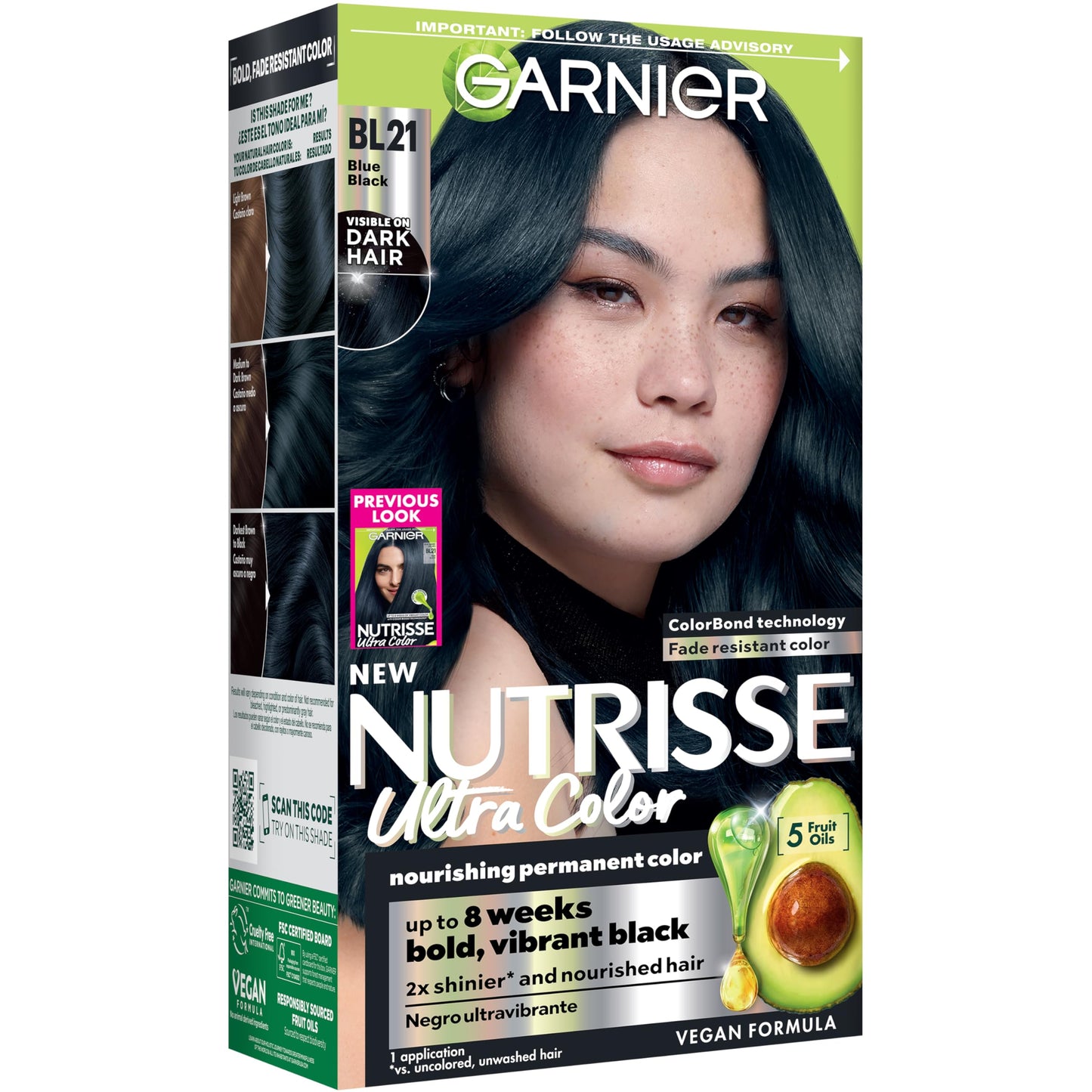 Garnier Nutrisse Ultra Color Hair Color, Permanent Hair Dye for Up to 8 Weeks of Bold, Vibrant, Fade-Resistant Results, Vegan & Cruelty-Free, BL21