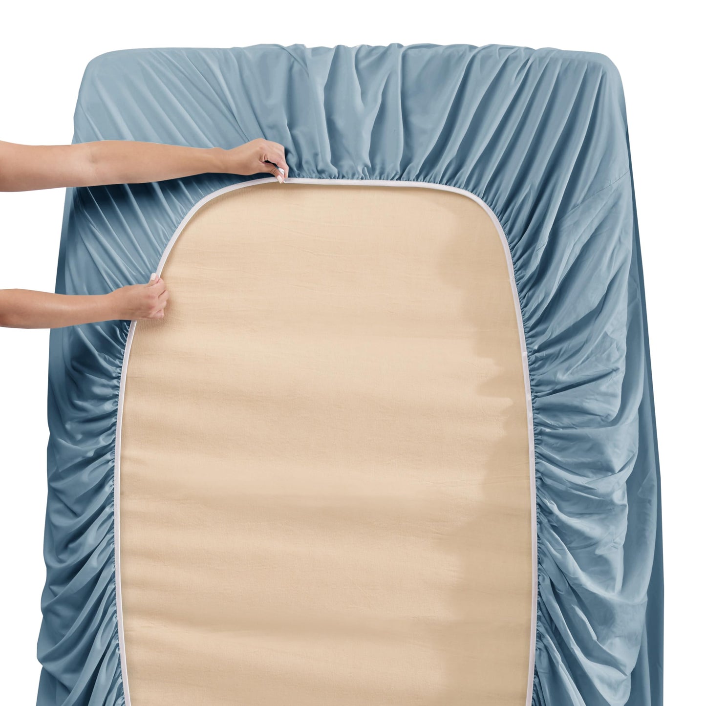 Hearth & Harbor Extra Deep Pocket Sheet Sets, Luxury Soft 6 Piece Bed Sheet Set Fits Mattress 18-24 Inches - Twin XL Size, Stone Blue