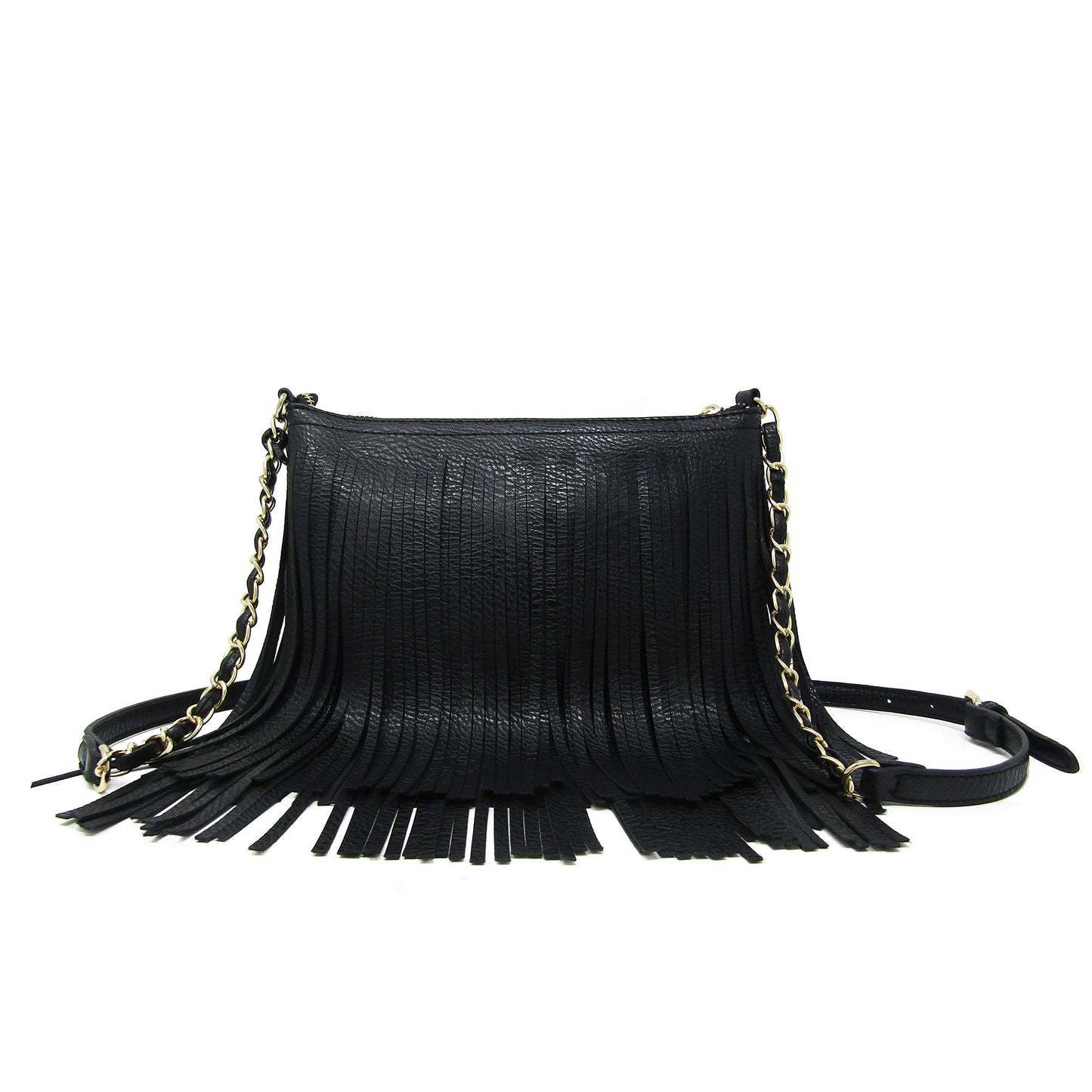 Solene Fringe Crossbody Shoulder Bag with Strap, Tassel Messenger bag, Country Style Western Fringe Purse for Women - Black