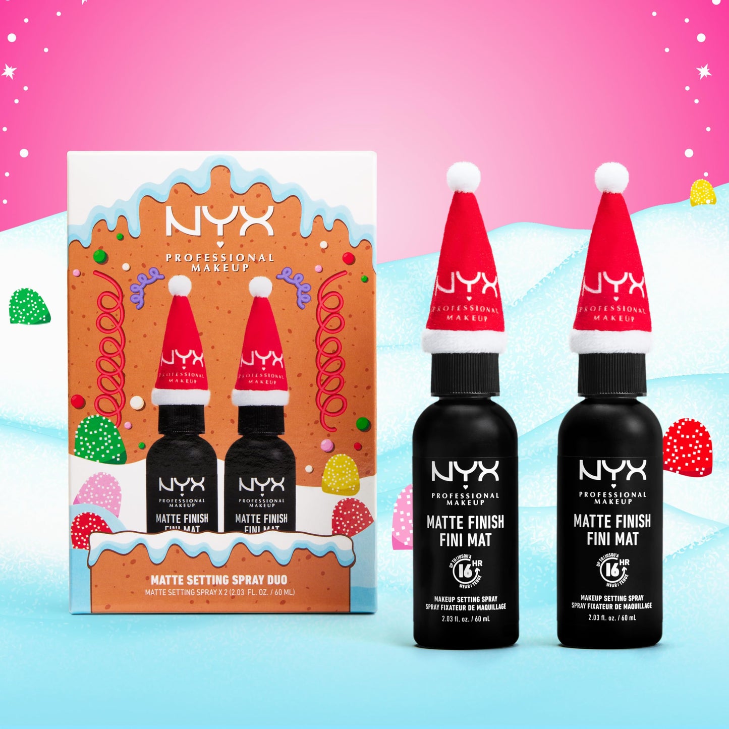 NYX PROFESSIONAL MAKEUP Makeup Setting Spray Duo Holiday Gift Set - Matte Finish, Long-Lasting Face Mist for up to 16HR Wear, Vegan Formula (Full Size Duo)