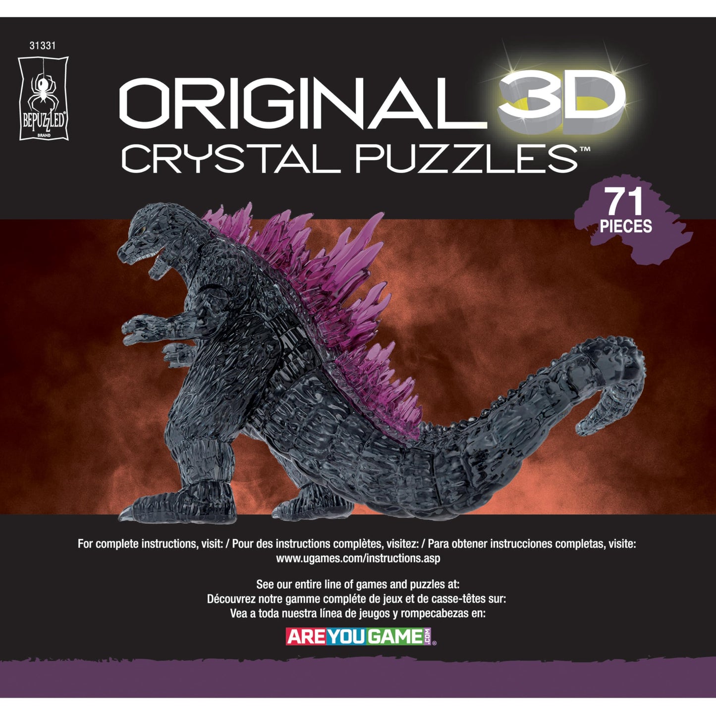 Bepuzzled, Godzilla Ultra Deluxe 3D Crystal Puzzle, for Godzilla Lovers, Collectors and Puzzlers Ages 12 and Up