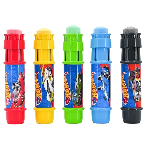 Sunny Days Entertainment Hot Wheels™ Jumbo Chalk Holders | 5 Chalk Sticks with Holders for Kids | Sidewalk Chalk for Toddlers