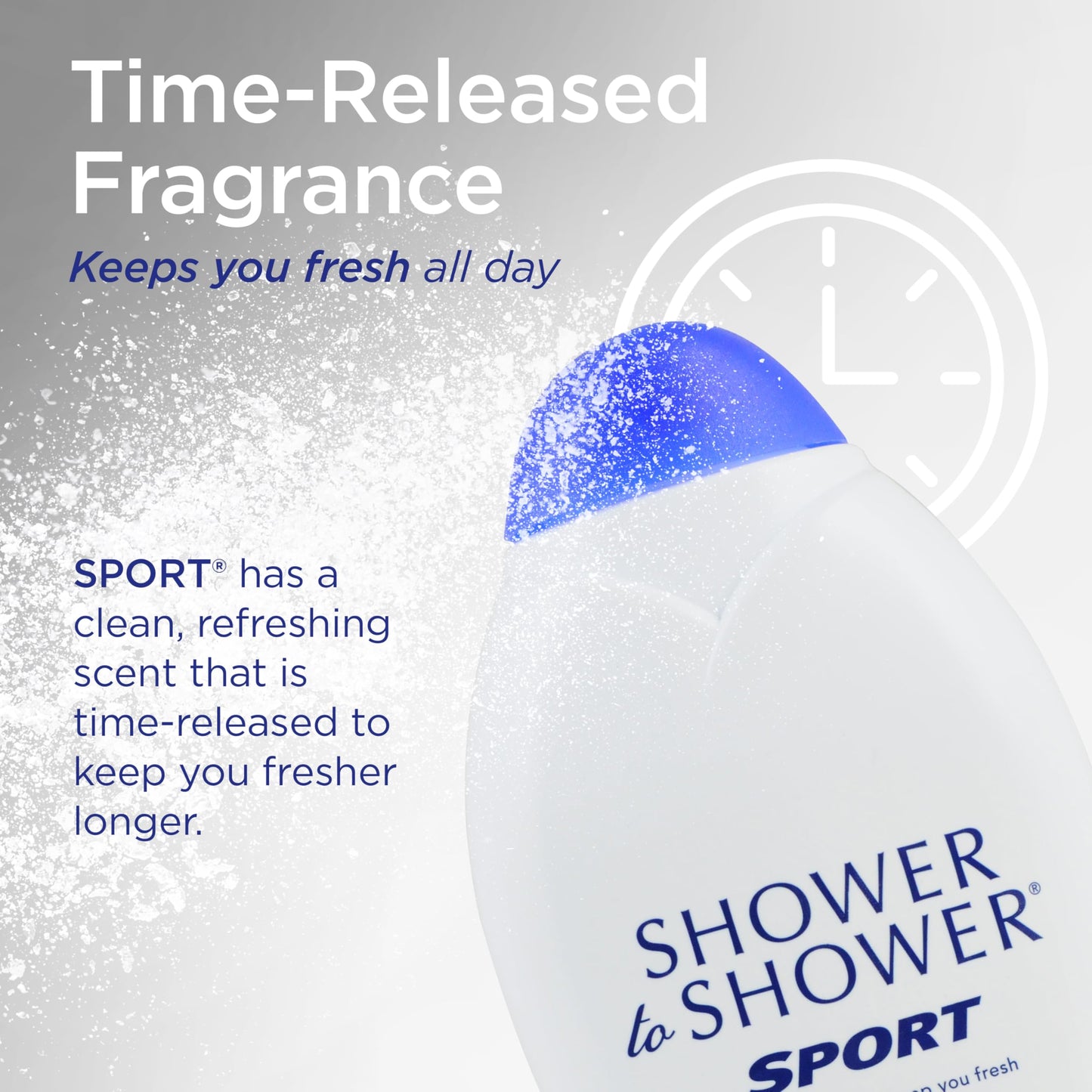Shower to Shower Sport Body Powder for Men & Women, Talc Free, Sweat Absorbing, Prevents Chafing & Odor,Deodorizing All Over Body Powder for Long