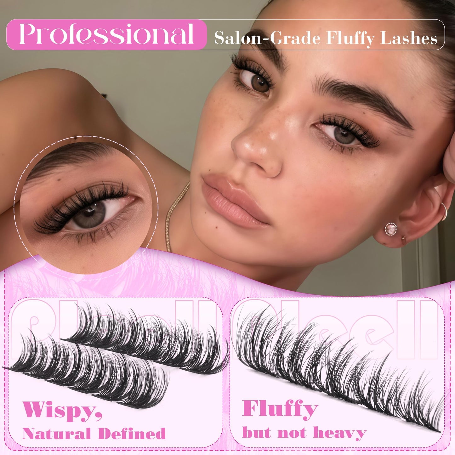 Fluffy Lash Clusters Manga Eyelash Clusters Wispy Volume Cluster Eyelash Extensions D Curl Lashes Clusters 12-18MM 5D DIY Cluster Lashes Beauty and Personal Care Pleell