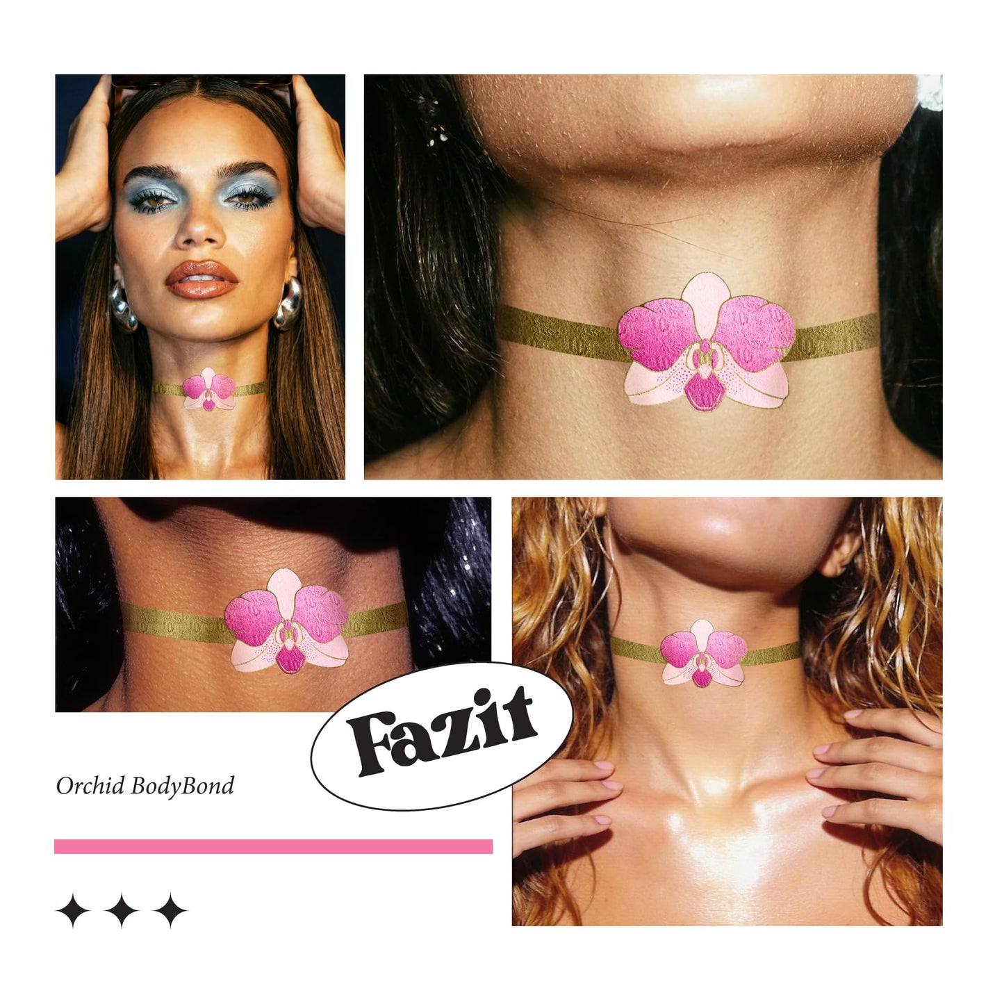 Fazit Makeup Patches - Orchid Bodybond - Glow Up Make-Up Patches - Cute Glitter Makeup Accessories for Women - Cosmetic Body Glitter