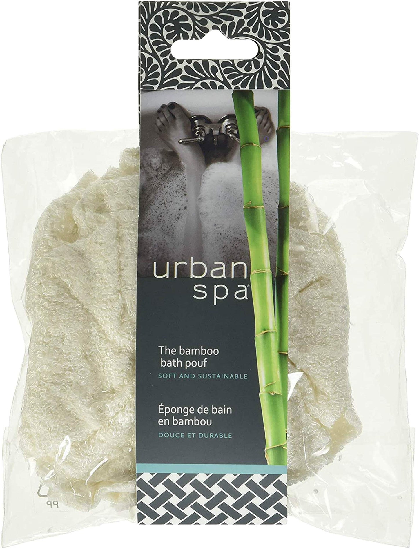 Urban Spa Natural Bamboo Bath and Shower Pouf Beauty and Personal Care Urban Spa