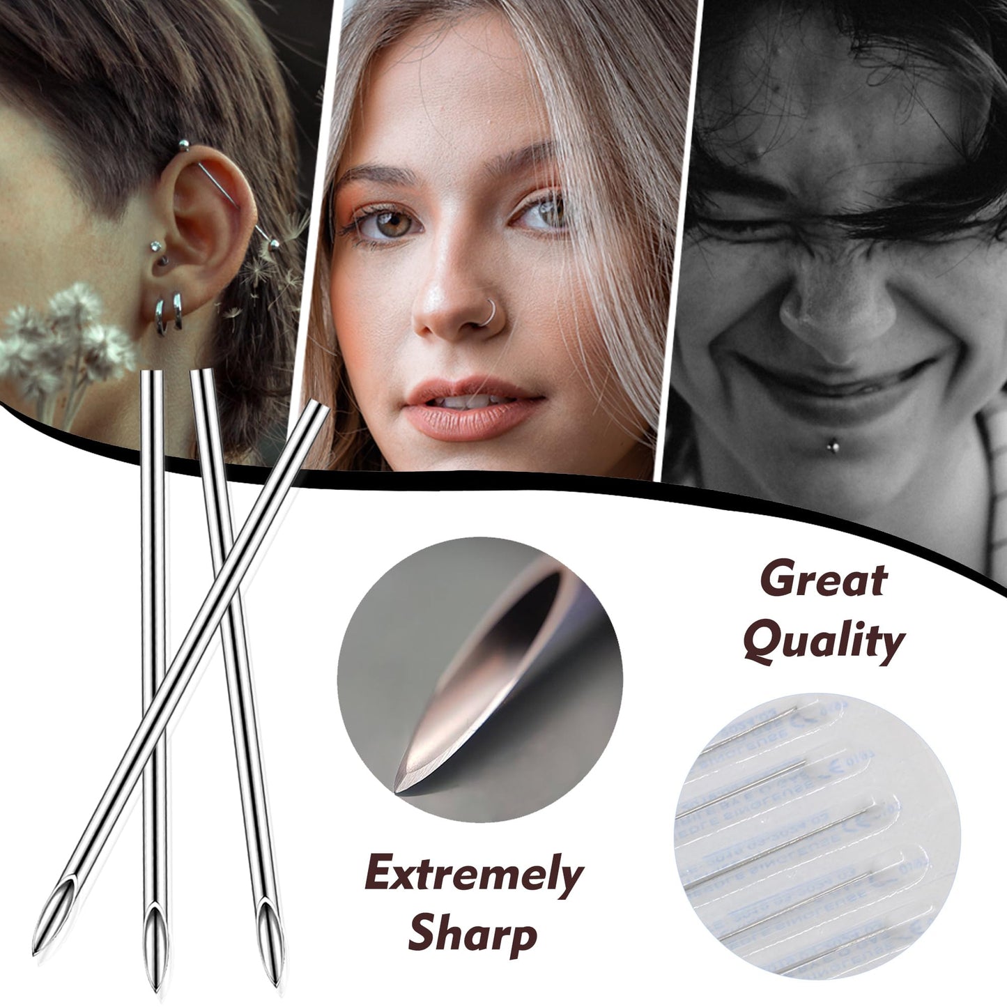 Rayyl Body Piercing Kit - 43Pcs Professional Piercing Tool Kit with 12G 14G 16G 18G 20G Piercing Needles, Clamps for Ear Nose Belly Button Lip Tongue Beauty and Personal Care Rayyl
