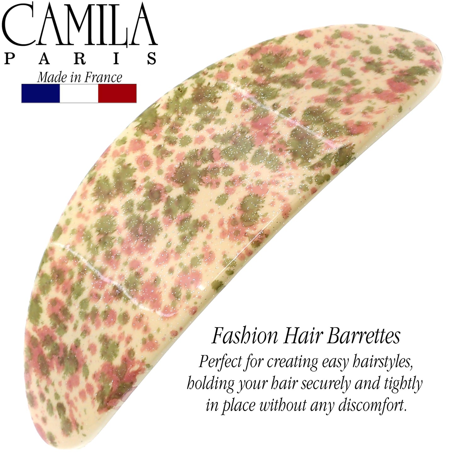 Camila Paris CP3323 French Hair Barrette Oval For Thick Curly Wavy Long Hair, Strong Hold Grip Hair Clips for Women, No Slip Rubberized Metal Clasp