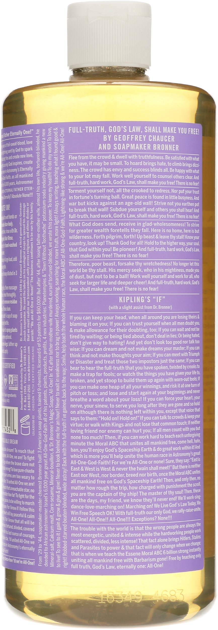 Dr. Bronner's, Pure Castile Soap, Liquid Soap, Lavender Hemp, 32 oz