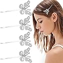 HINZIC 4 Pack Non-Slip Butterfly Hair Clips, Glittering Rhinestone Headwear Styling Bobby Pins, Sparkling Diamond Hairgrip Barrettes Accessories