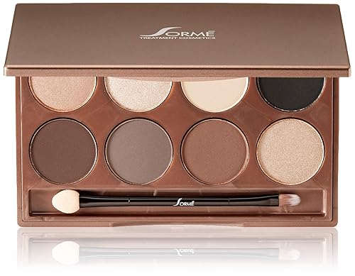 Sorme Cosmetics Accented Hues Eyeshadow Palette in Warm (0.64oz) | 8 Pans of Metallic, Shimmer, and Matte Eyeshadows | With Dual-Ended Makeup Brush