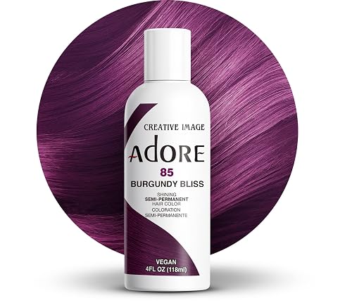 Adore Semi Permanent Hair Color (085 Burgundy Bliss) | Vegan & Cruelty-Free Purple Hair Dye | No Ammonia, No Peroxide, No Alcohol | 4 Fl Oz