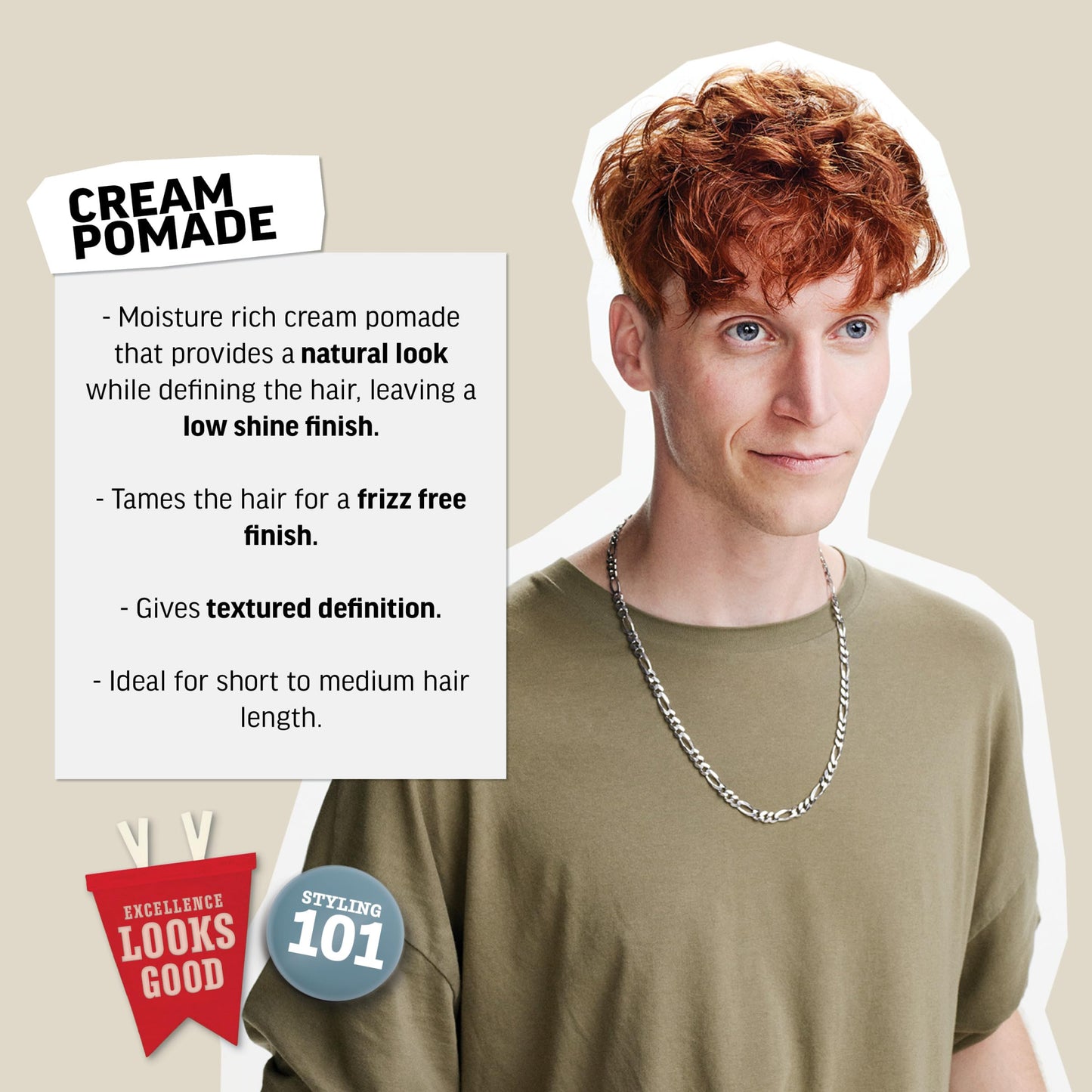 American Crew Men's Hair Cream Pomade, Like Styling Gel with Light Hold & Low Shine, Stocking Stuffer for Him, 3 oz