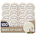 Travel Size Hotel Bar Soap 100 Count 0.6 oz Bars Guest Amenities for Hotels Vacation Rentals & Short Term Rentals Paraben Free White Tea & Coconut