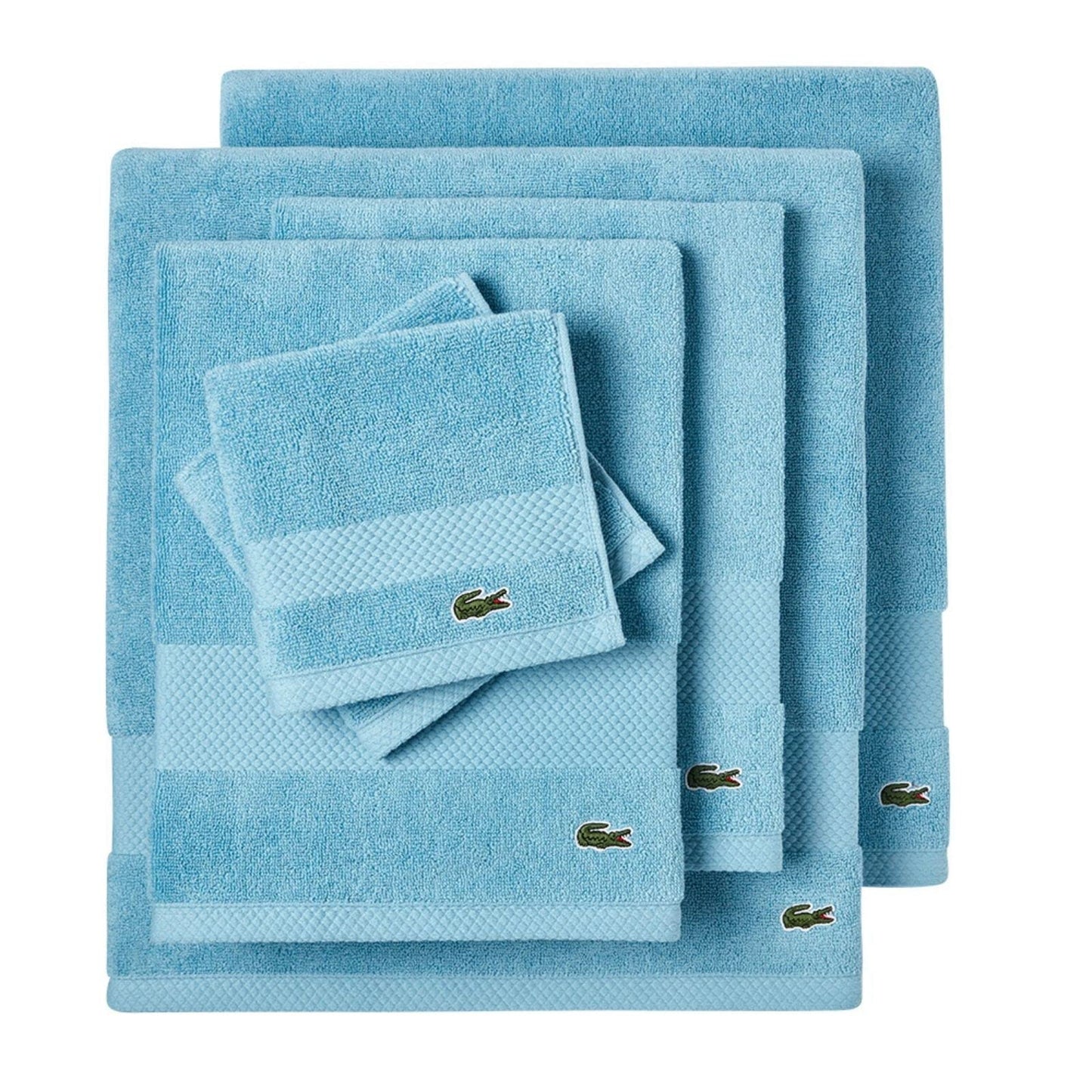 Lacoste Heritage Supima Cotton 6-Piece Towel Set, 2 Bath Towels, 2 Hand Towels, 2 Washcloths, Celestial Blue - Highly Absorbent & Quick Drying…
