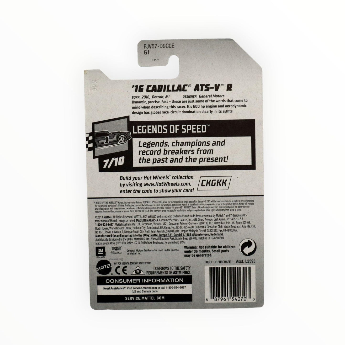 Hot Wheels 2018 50th Anniversary Legends of Speed '16 Cadillac ATS-V R 70/365, Black