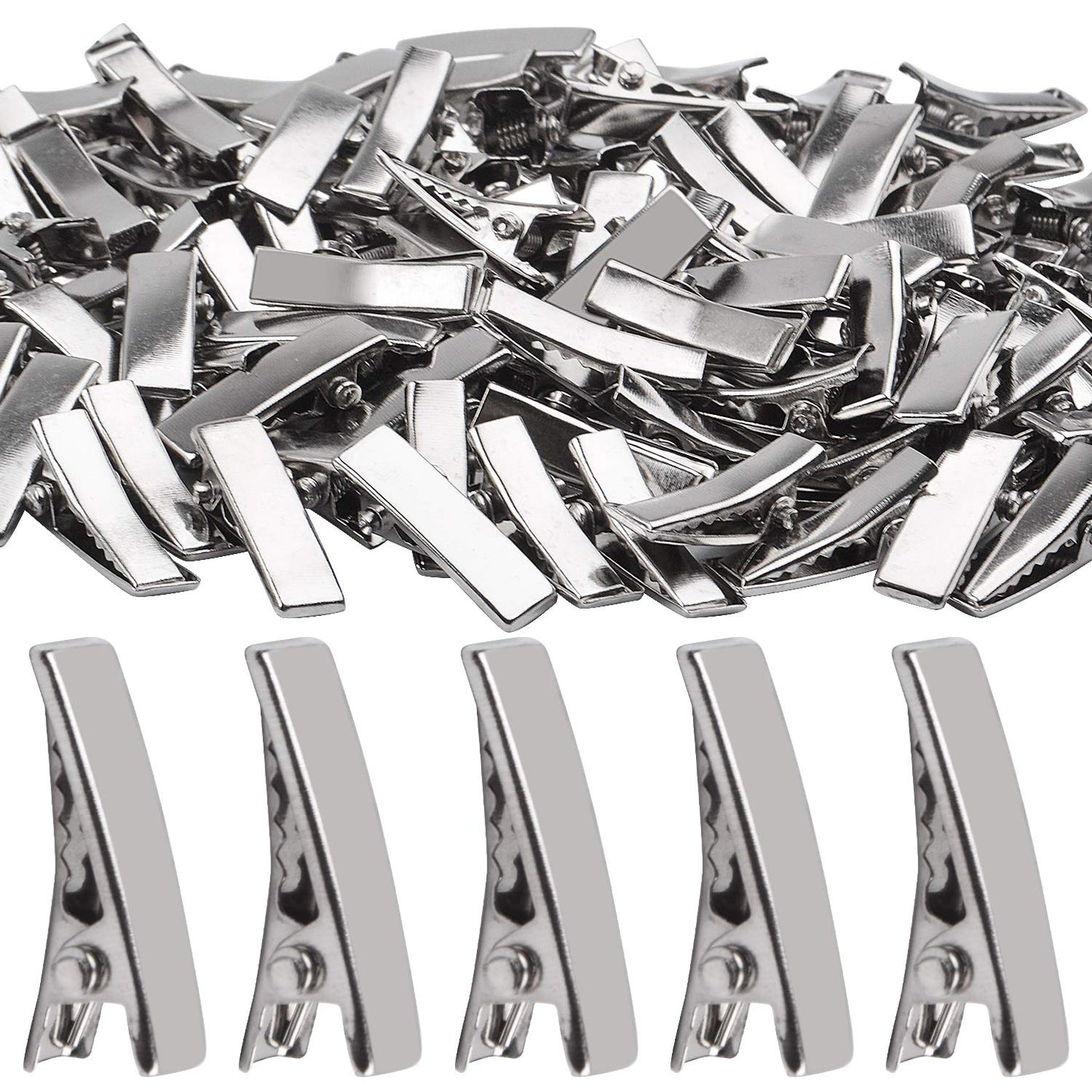 Alligator Hair Clips, 100pcs 2cm Single Prong Duckbill Hair Clips with Teeth Flat Top Crocodile Hair Pins Barrette for Hairbow Accessory Crafts