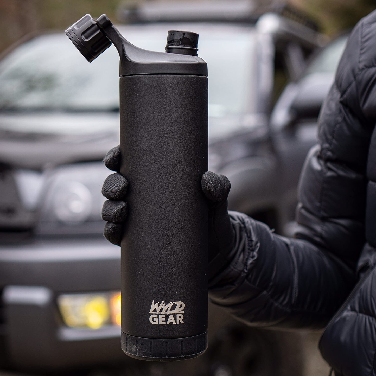 WYLD GEAR Mag Series - Stainless Steel Water Bottle with Magnetic Cap - 24oz Black