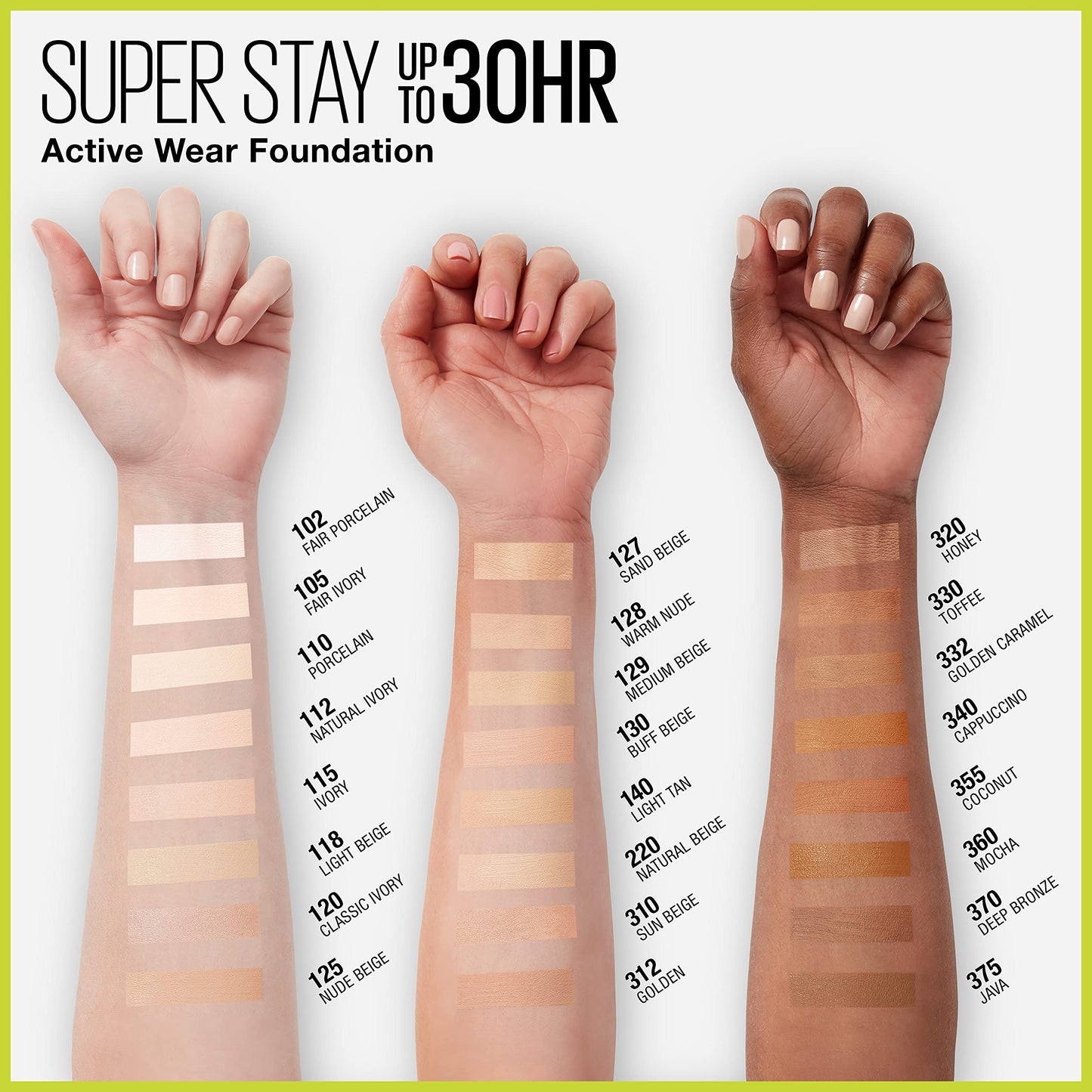 Maybelline Super Stay Full Coverage Liquid Foundation Active Wear Makeup, Up to 30Hr Wear, Transfer, Sweat & Water Resistant, Matte Finish, Porcelain