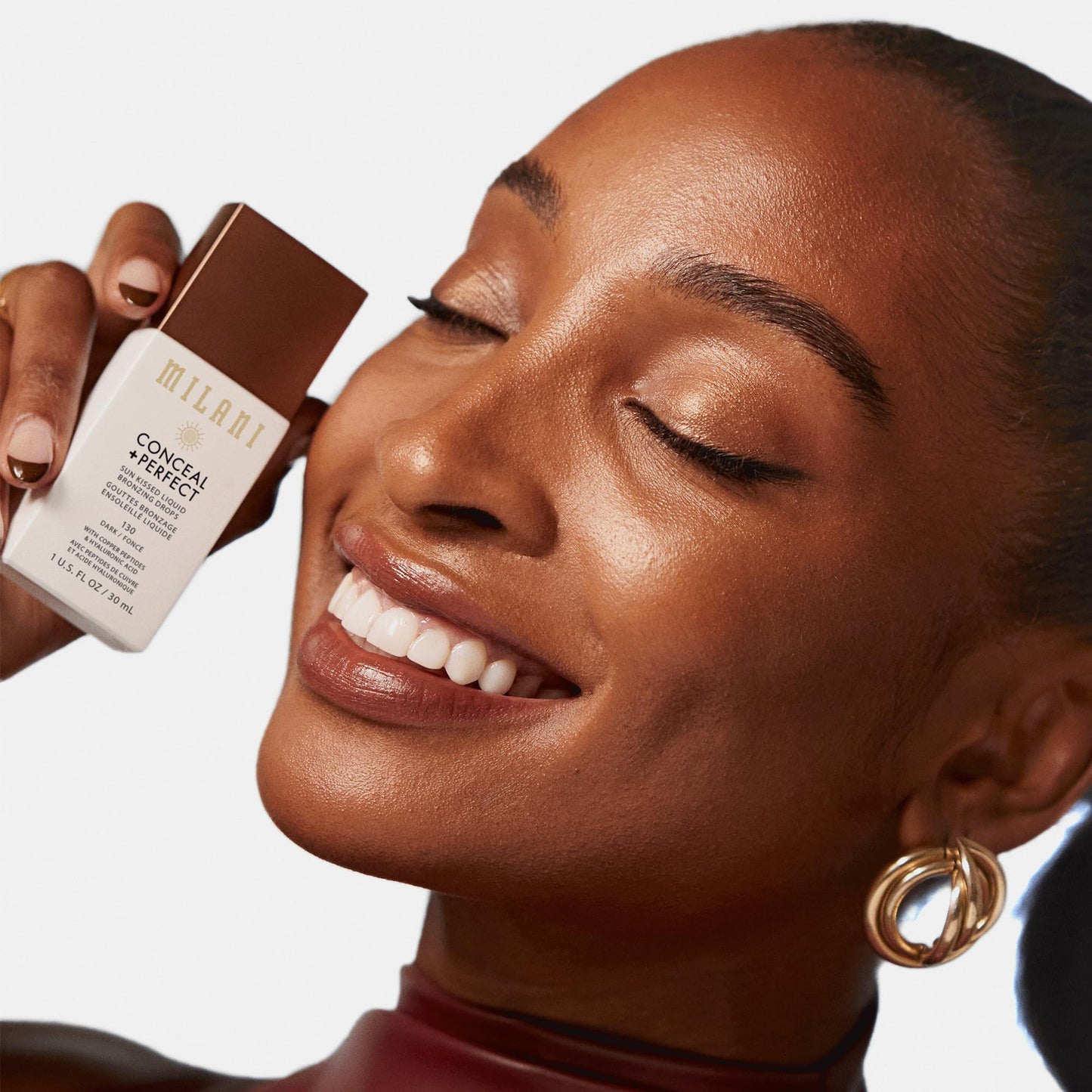 Milani Bronzer- Sun Kiss Bronzing Drops, Conceal + Perfect Liquid Bronzer for Sheer, Weightless Coverage & Hydration enriched with Peptides