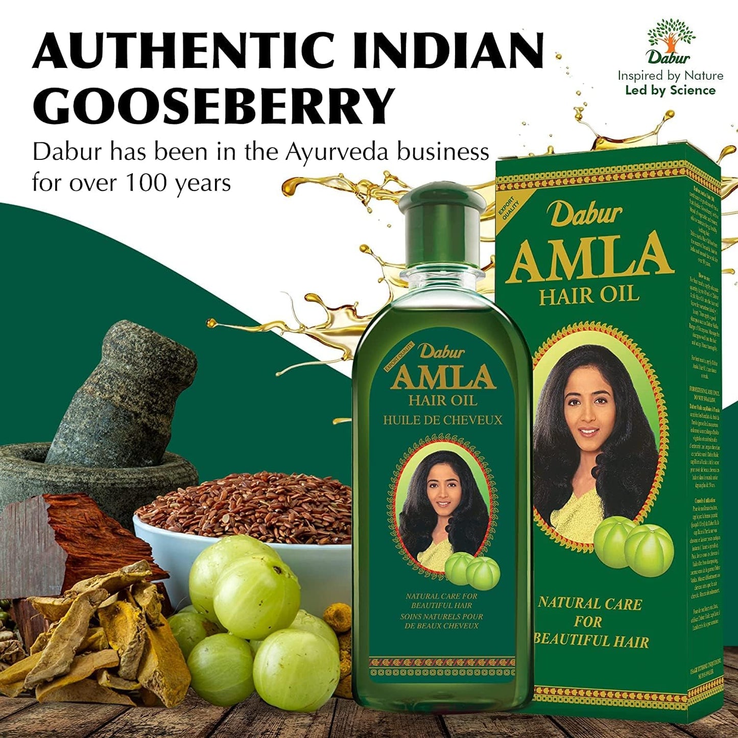 Dabur Natural Amla Hair Oil 180ml for Healthy Hair, Hydrated Scalp and Beautiful Hair - Vital Indian Hair Oil for Men and Women