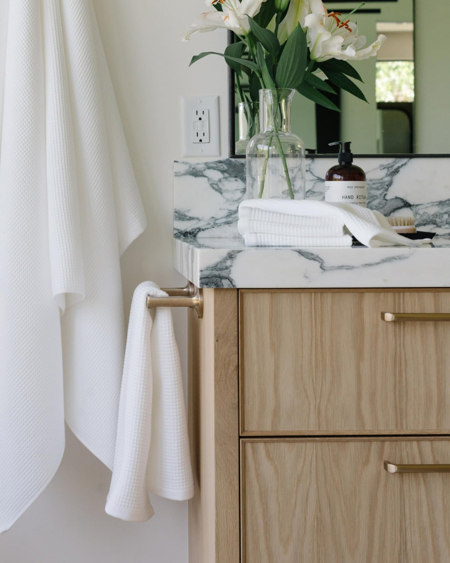 Cozy Earth Waffle Hand Towels - 60% Cotton 40% Viscose from Bamboo Hand Towels 20 x 30 Inches - Soft & Absorbent Terry, Reversible Mini Textured…