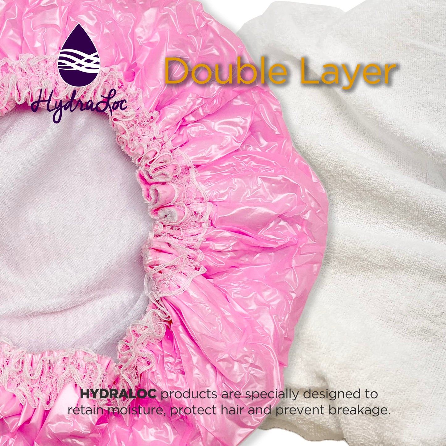 Donna Double Sided Shower Cap, 1PC Waterproof, Double Layered Protection, Elastic Band & Reusable for Showering or Bathing Cap All Hair Textures PINK