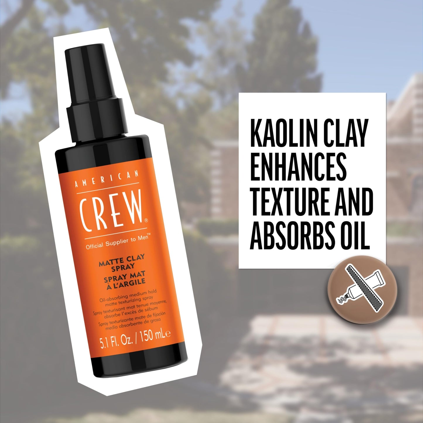 American Crew Matte Clay Spray, Oil-Absorbing, Medium Hold, Hair Care Gift for Him, 5.1 fl oz