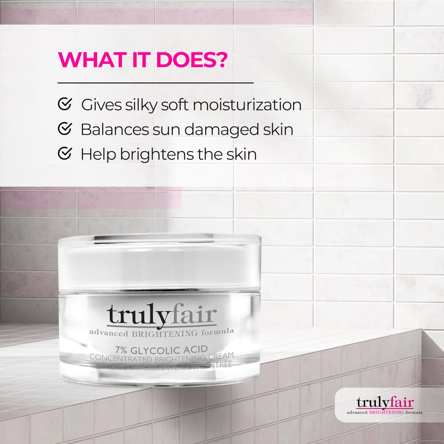 Truly fair 7% Glycolic Acid Concentrated Brightening Cream for women - Night cream - Shea Butter - Amino Acids - Paraben -free - 1.7 oz