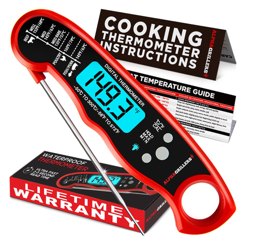 Alpha Grillers Digital Meat Thermometer – Instant Read Probe for Cooking, Grilling, Air Fryer, BBQ – Great Gift for Dad or Him