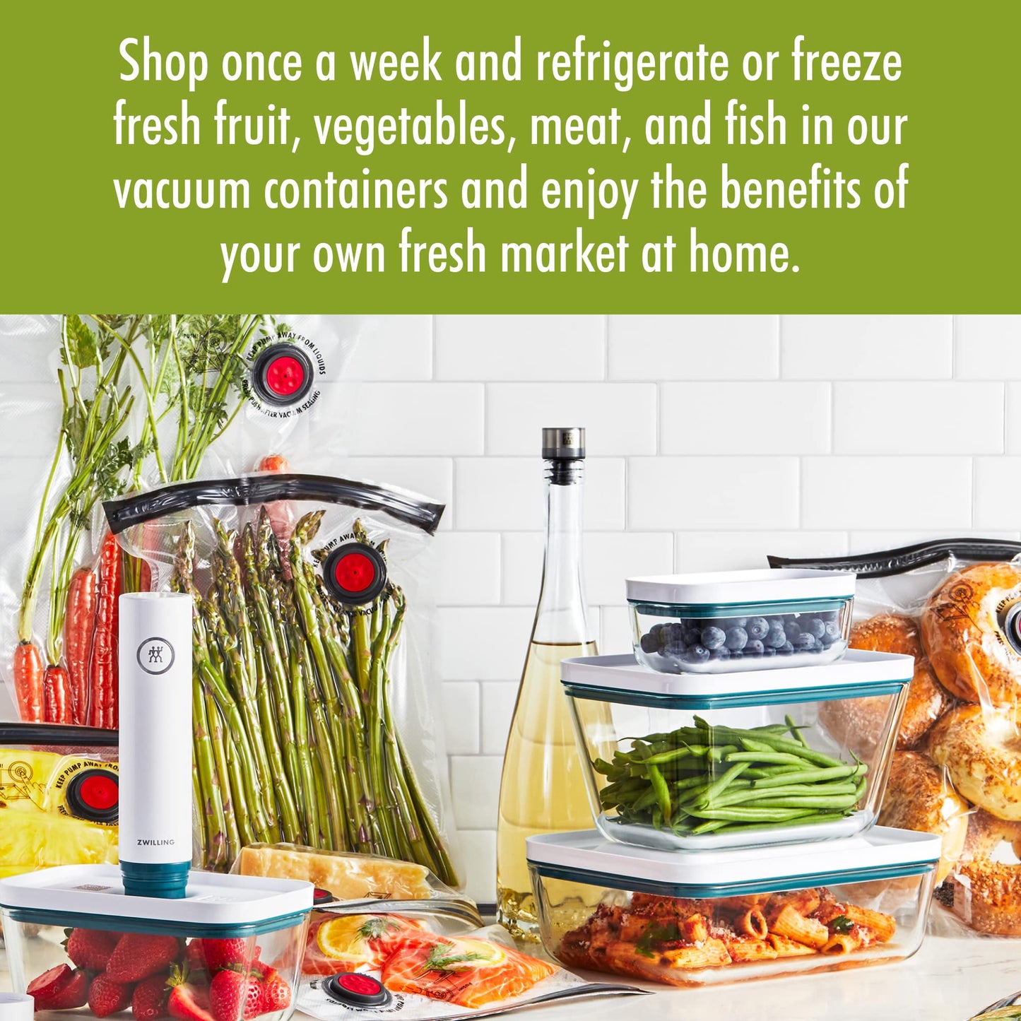 ZWILLING Fresh & Save Airtight Glass Food Storage Containers with Lids, Meal Prep Containers, One Size, La Mer