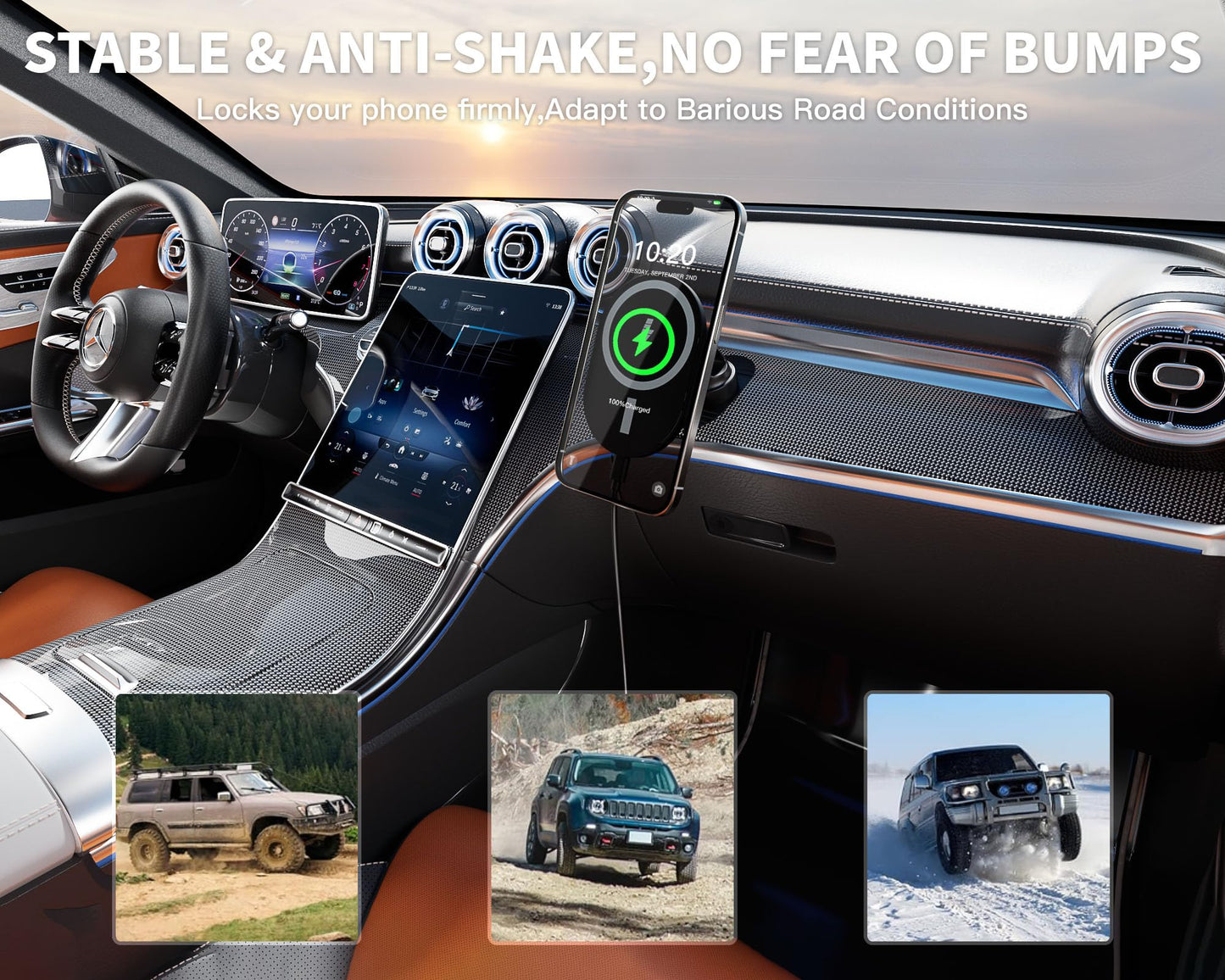 Car Phone Holder 2Pack,15W-Qi Fast Charging Cell Phone Holder for Your Car with QC3.0 Car Charger,Car Mount & Dashboard Windshield Air Vent Mount…