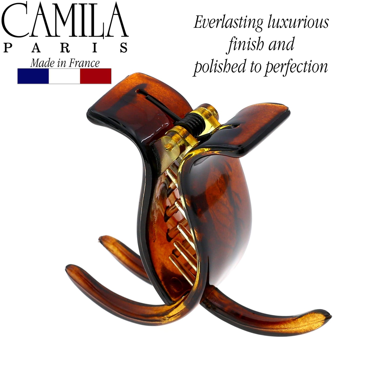 Camila Paris NV06 French Hair Clip for Women, Brown 3 Teeth Ponytail Holder, Girls Hair Claw Clips Jaw Fashion Durable Styling Hair Accessories