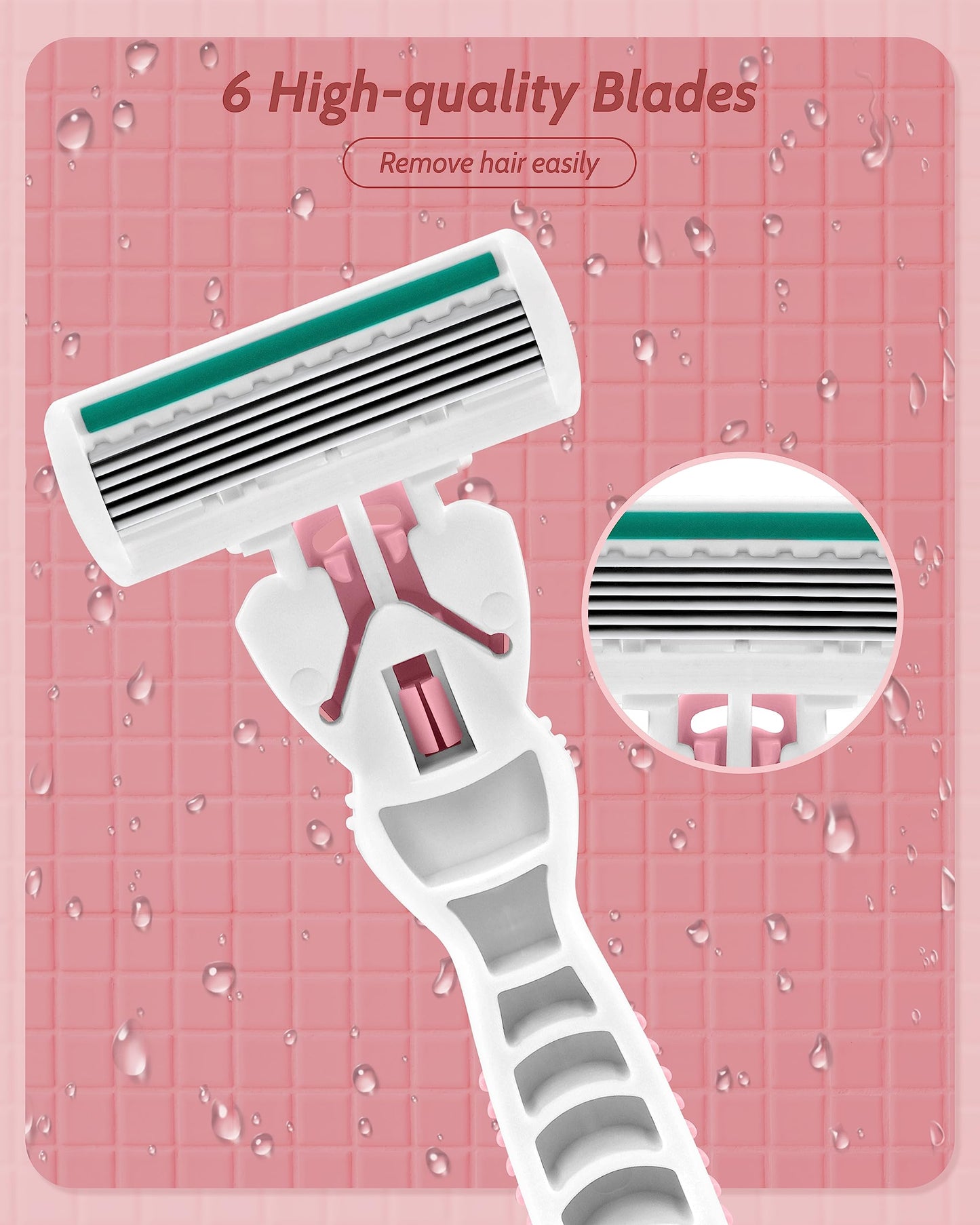 Razors for Women Sensitive Skin, 6 Blades Women’s razors for Shaving Including 2 Travel Razors for Women with 15 Blade Refills, Green Beauty and Personal Care MoHern
