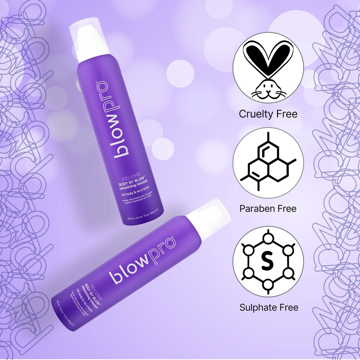 blowpro Body By Blow No Crunch Volumizing Mousse 10oz, Full Body Style, No Stickiness & Crunch, Builds Volume with Added Bounce, Soft touchable