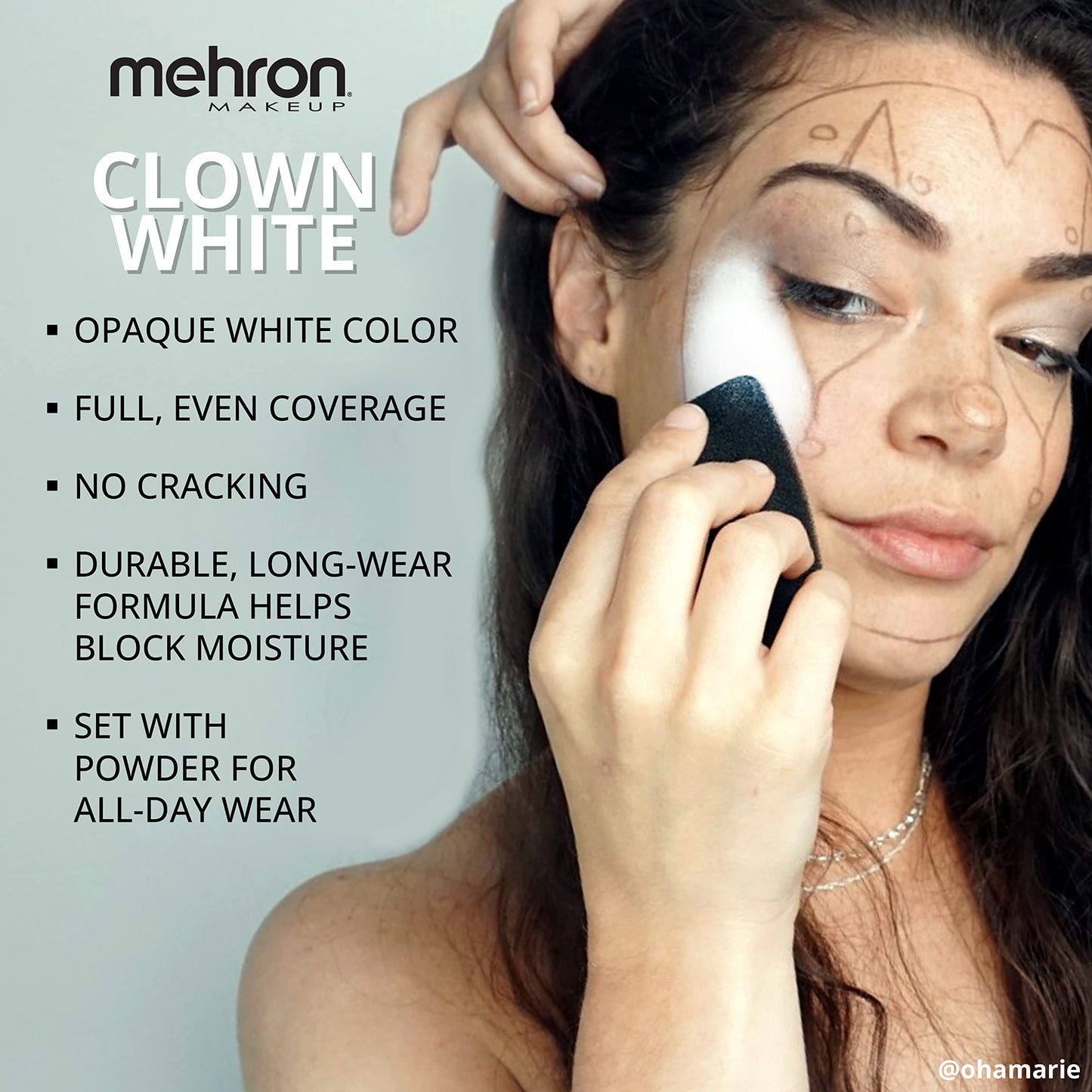 Mehron Makeup Clown White Professional Face Paint Cream Makeup | White Face Paint for Stage, Film, Cosplay, & Mime | Halloween Clown 2.25 oz (65g) |