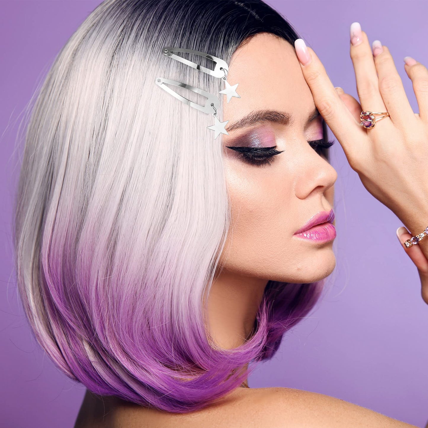 OIIKI Metal Hair Accessories: Star, Heart, Butterfly Snap Clips and Punk Silver Hairpins for Women and Girls