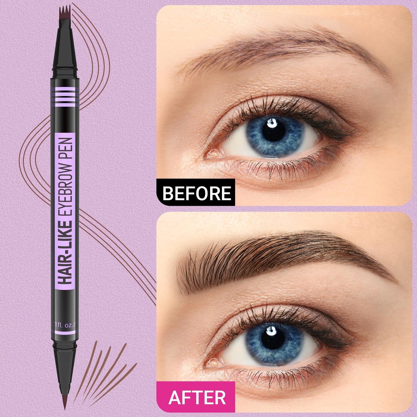 iMethod Eyebrow Pen - Eyebrow Pencil Magic 2-in-1 Eye Brow Pencils for Women with 4-Fork-Tip and Precise Brush-Tip Create Natural Hair-Like Brows Beauty and Personal Care iMethod