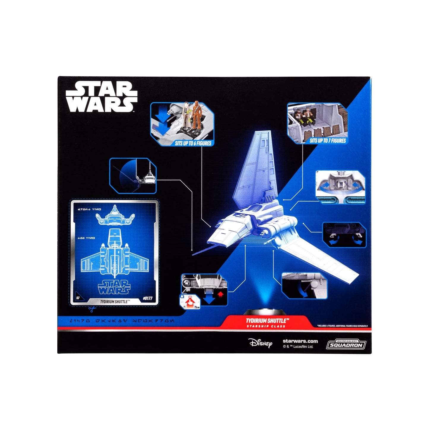 Star Wars Micro Galaxy Squadron Tydirium Shuttle - 7-Inch Vehicle with Unique Deco and Four 1-Inch Micro Figure Accessories