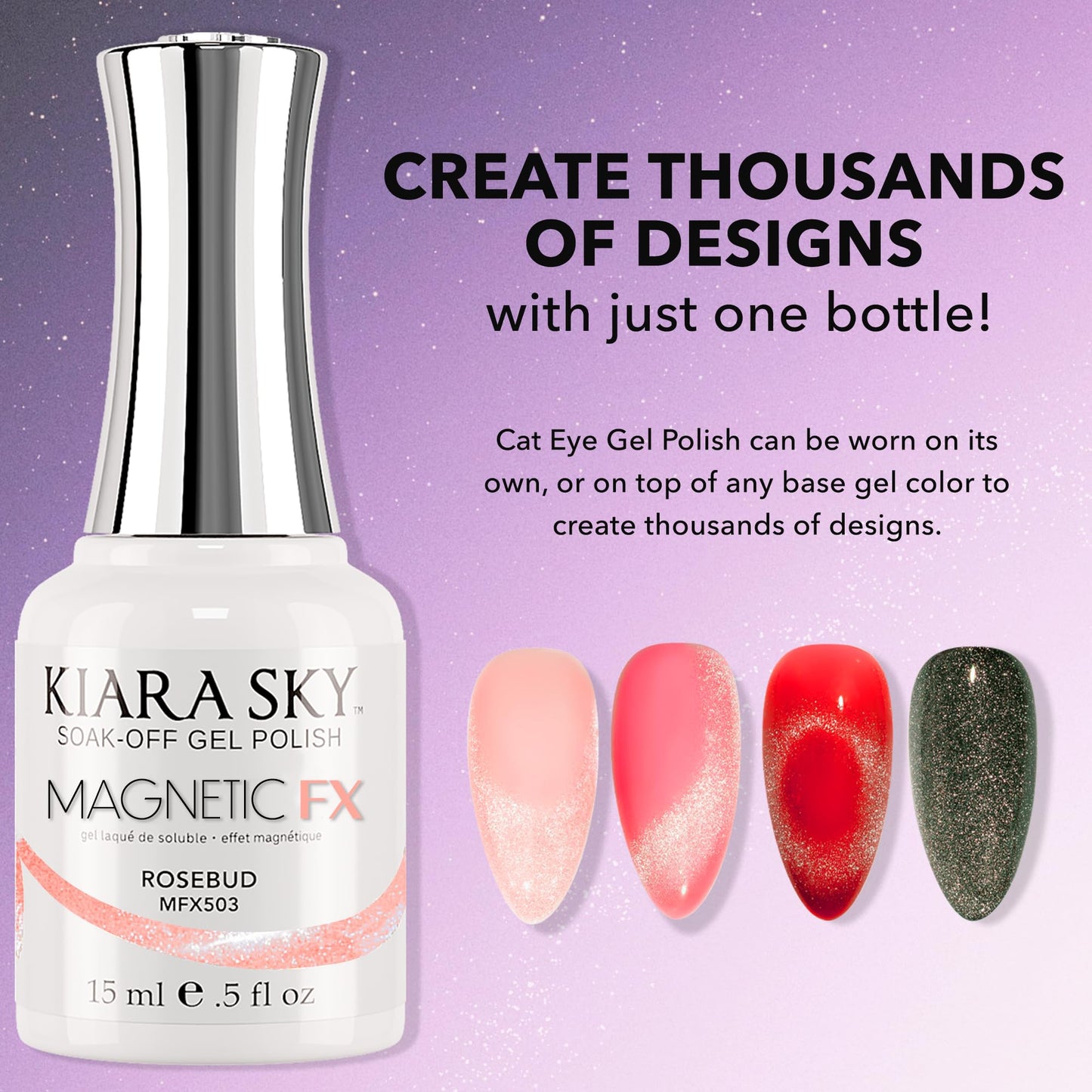 KIARA SKY Cat Eye Gel Nail Polish 15ml | Rose Gold Pink Magnetic FX Cat Eye Gel Polish Soak Off | UV LED Nail Lamp Gel | Metallic Velvet Cat Eye Gel Beauty & Personal Care KIARA SKY