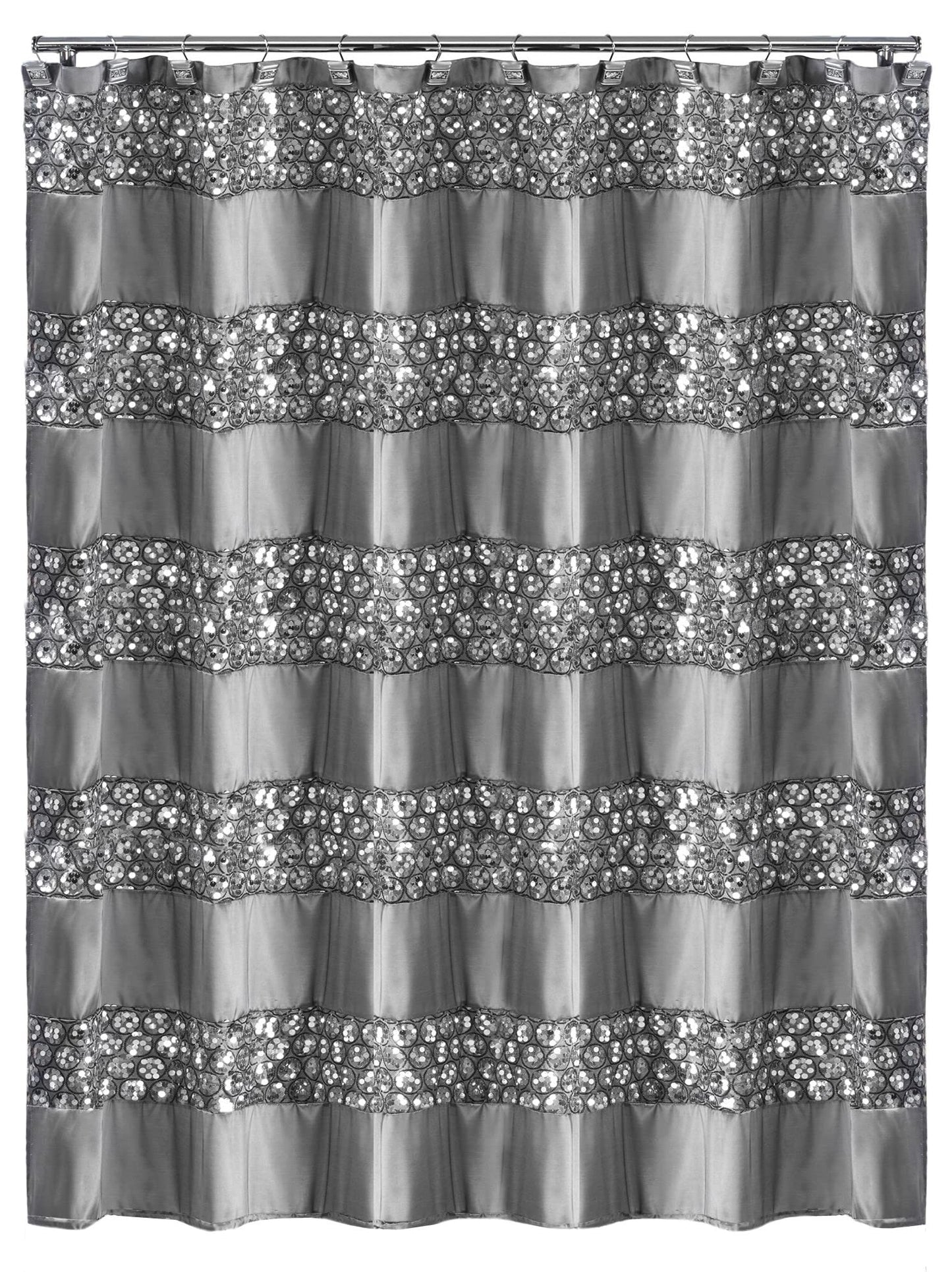 Popular Bath Sinatra Bathroom Luxury Glamorous Fabric Modern shower Curtain unique Design Bling Silver