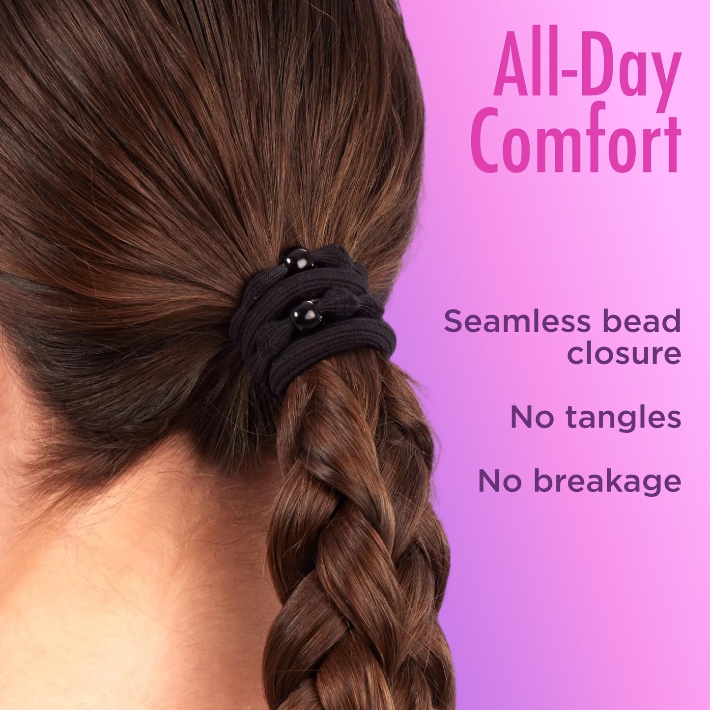 Goody Ouchless Forever Hair Elastics, 10 Ct, Black, Damage-Free Bands, 3X Stronger Elastic Ties, Retainable Shape, 16 Strand Inner Core, Styling Beauty and Personal Care GOODY