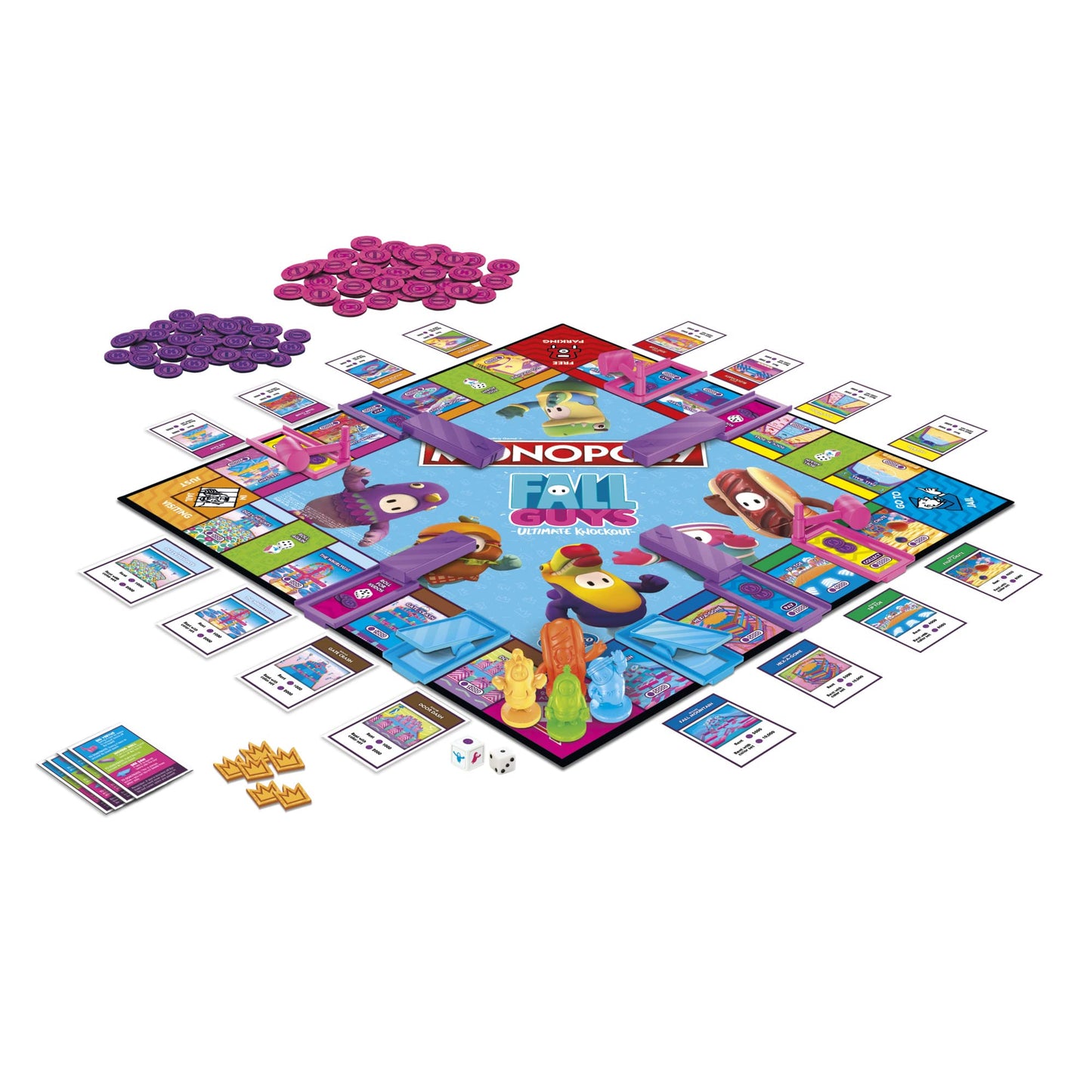 Monopoly Fall Guys Ultimate Knockout Edition Board Game for Players Ages 8 and Up, Dodge Interactive Obstacles, Includes Knockout Die