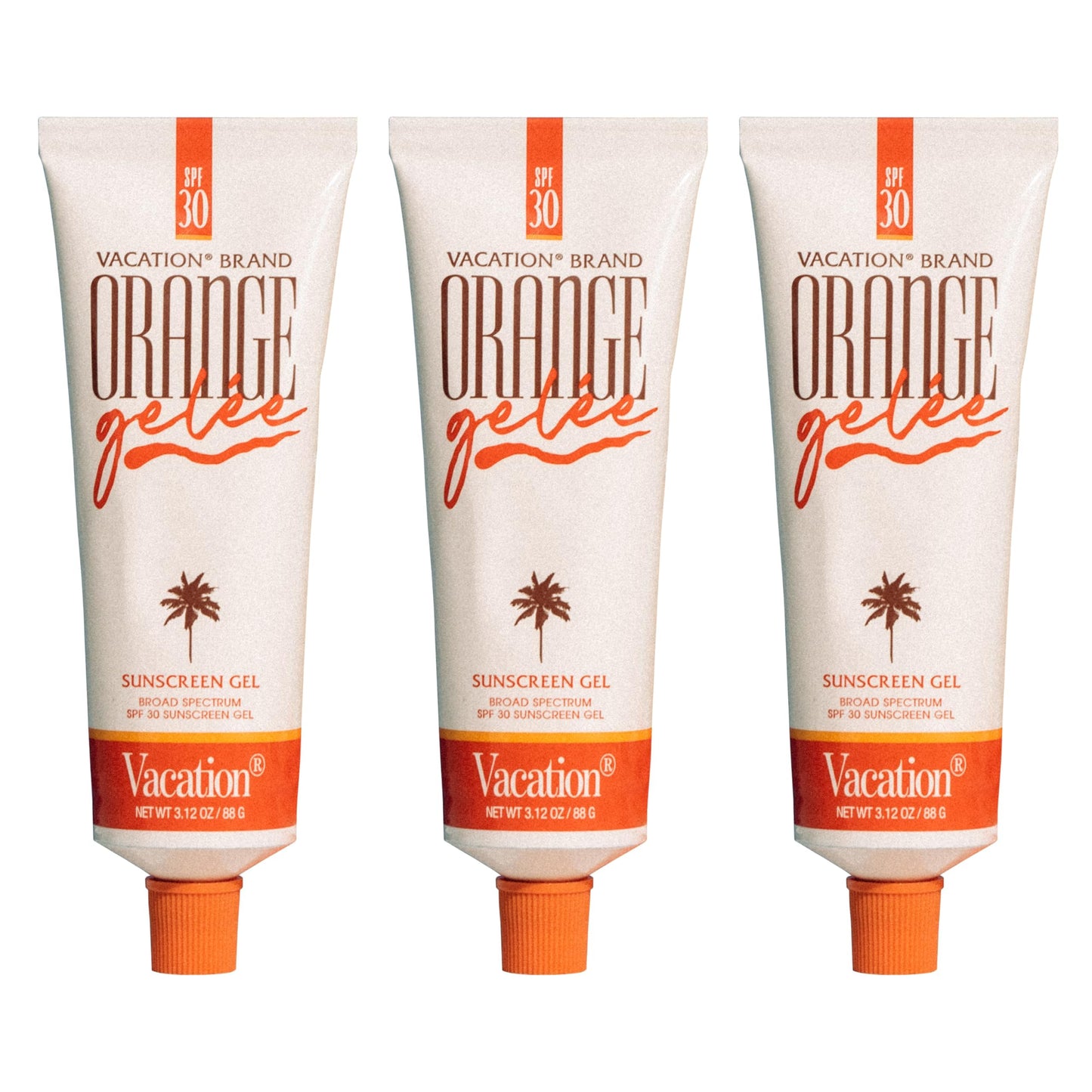 Vacation Orange Gelée SPF 30 Sunscreen Gel and Tube Key Bundle, 3.12 Fluid Ounces - Hydrating Balm-to-Oil Tanning Gel, Transparent, Water-Resistant
