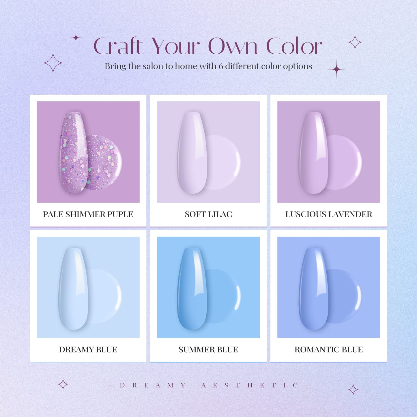 Beetles Gel Nail Polish Set - 6 Colors Purple Baby Blue Light Color Nail Kit Collection Soak Off UV LED Gel Manicure DIY Periwinkle Nail Polish Salon Beauty and Personal Care beetles Gel Polish