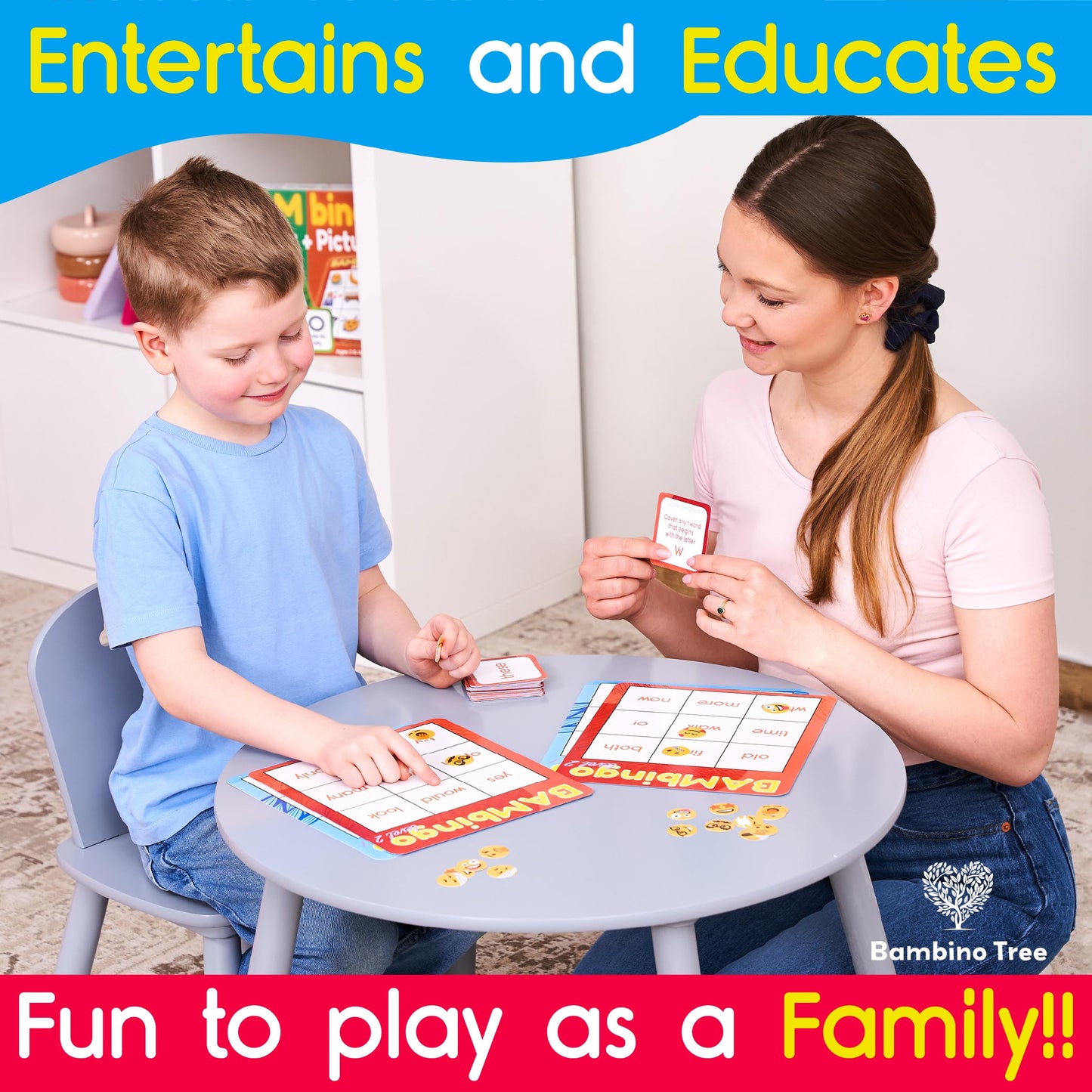 THE BAMBINO TREE Sight Word Bingo Game | Level 1 & 2 Educational Vocabulary Game | Learn to Read Dolch & Fry Word Lists for K–1st Grade