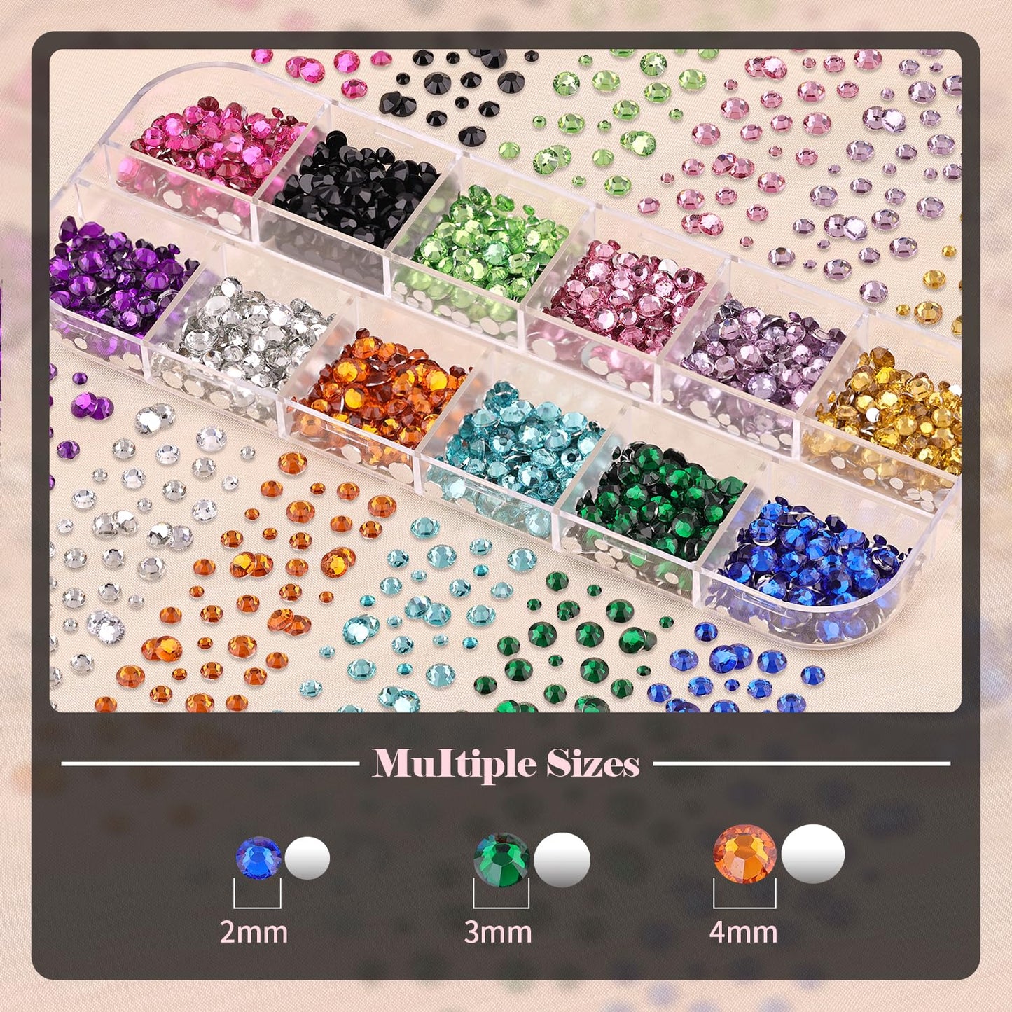 BELLEBOOST Nail Art Rhinestone Kit, 15ml Rhinestone Gel Glue+Colorful Gems+Flatback Glass Crystal AB&Clear Gemstones with Pickup Tools for Bedazzling